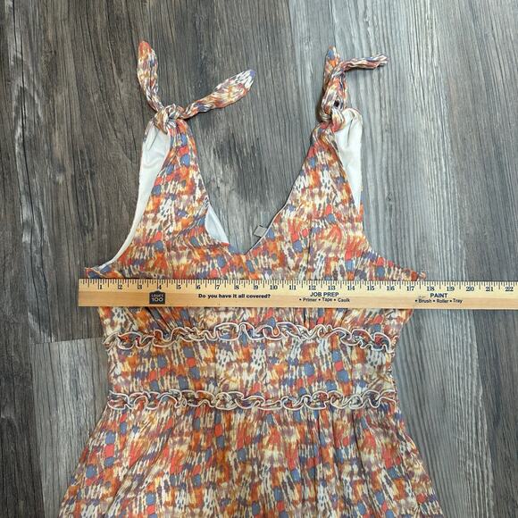 Gypsies & Moondust Mini Sundress Tie Shoulder Straps Womens Large Orange Blue - Picture 4 of 7